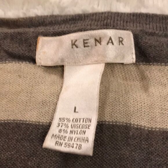 Tan and gray-ish green striped sweater - Picture 2 of 4